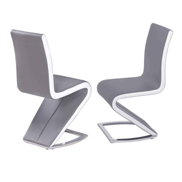 Aldridge Dining Chair Grey with White PU Sides (Set of 2)