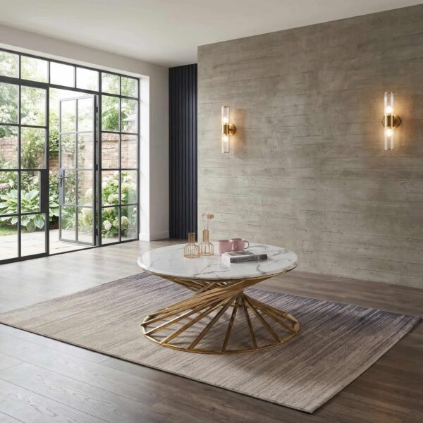 Axon Round Marble Coffee Table with Frame