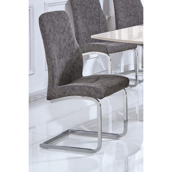 Belarus Patterned PU Chairs Chrome & Grey (Set of 2)
