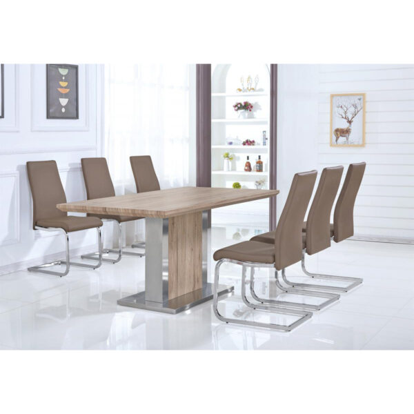 Belize PU Chairs Chrome & Cappuccino (Set of 2)