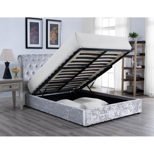 Casablanca Storage Crushed Velvet Bed Grey