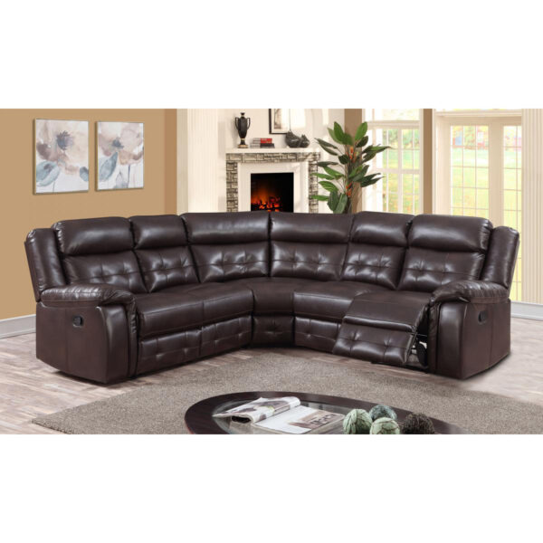 Cobalt Recliner LeatherLux & PU Corner Group Black - Espresso