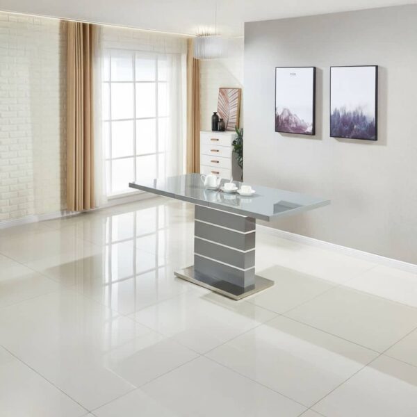 Dresden Extending Clear Glass Dining Table HG Grey & Steel