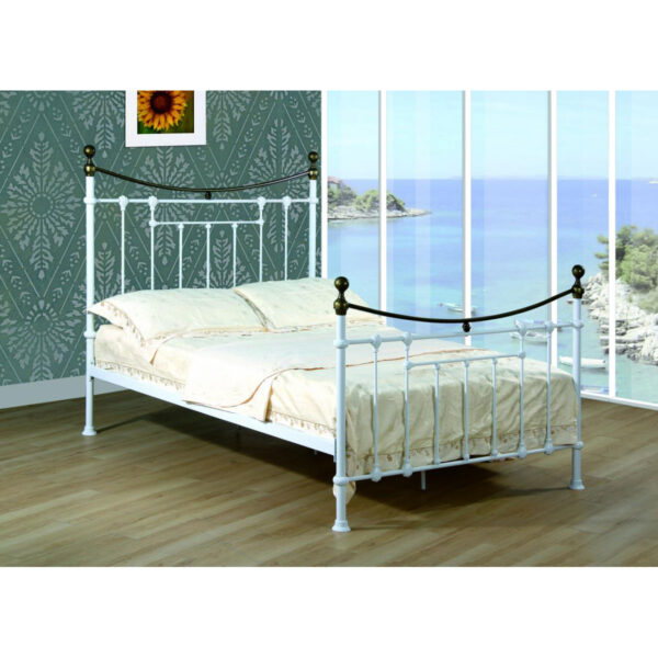Elizabeth Bed White & Antique Brass