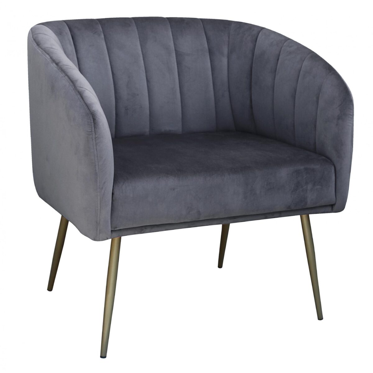 Wingfield Velvet Sofa 1 Seater Grey with Gold Metal Legs
