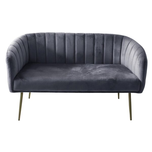 Wingfield Velvet Sofa 2 Seater Grey with Gold Metal Legs